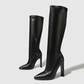 Bottes hautes à bout pointu et fermeture éclair pour femmes
