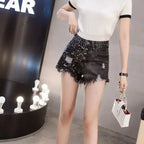 Short en jean à paillettes pour femmes