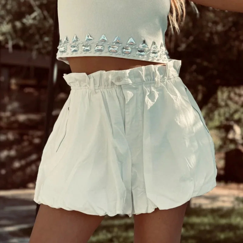 Short décontracté taille haute pour femmes