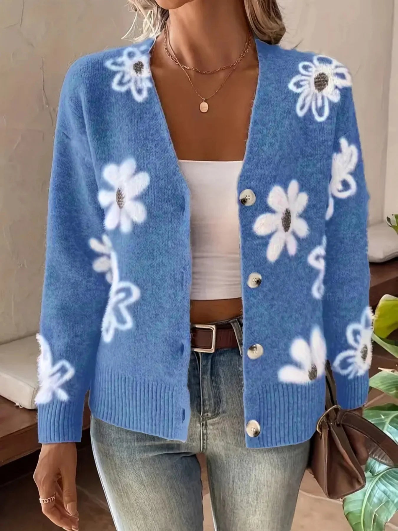 Cardigan à motif Floral pour femmes