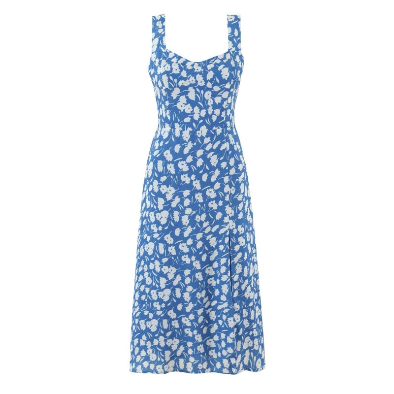 Robe longue imprimé avec bretelles spaghetti pour femmes