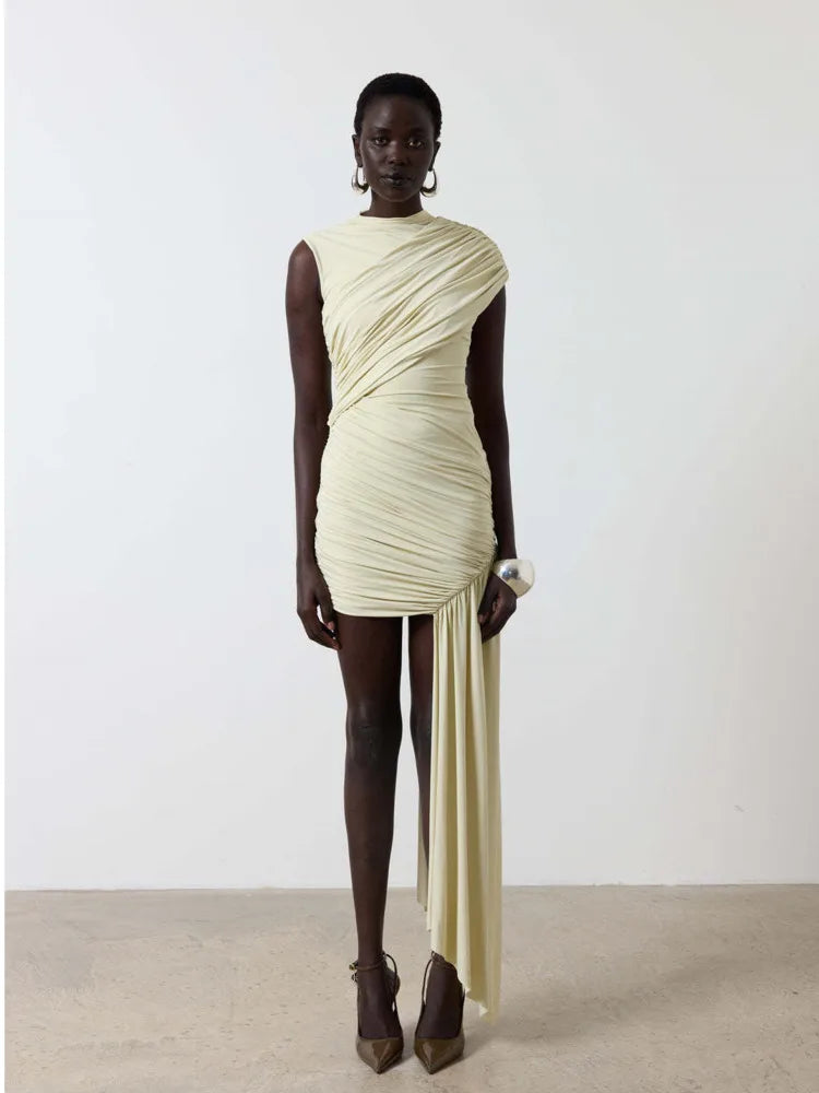 Robe drapé froncé pour femmes