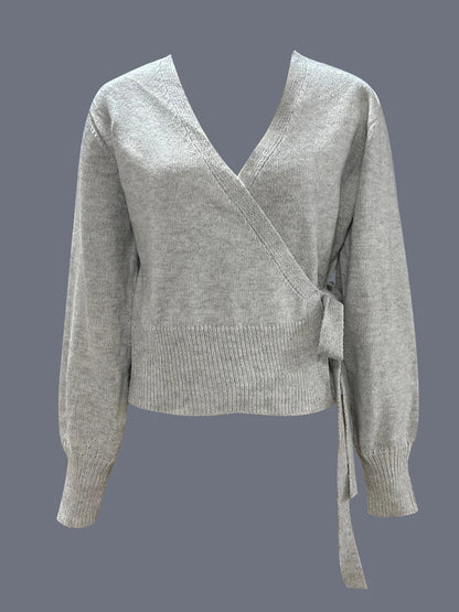 Pull Élégant Femme – Col V et Laçage