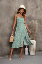 Robe mi-longue sexy à imprimé floral pour femmes