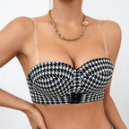 Soutien-gorge push-up en latex noir et blanc pour femmes