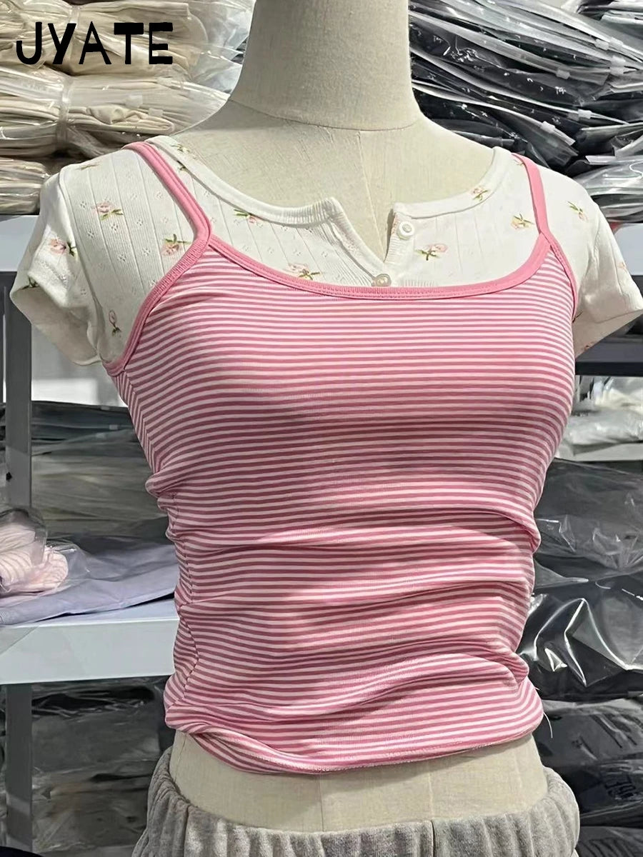 Débardeur rayée rose pour femmes
