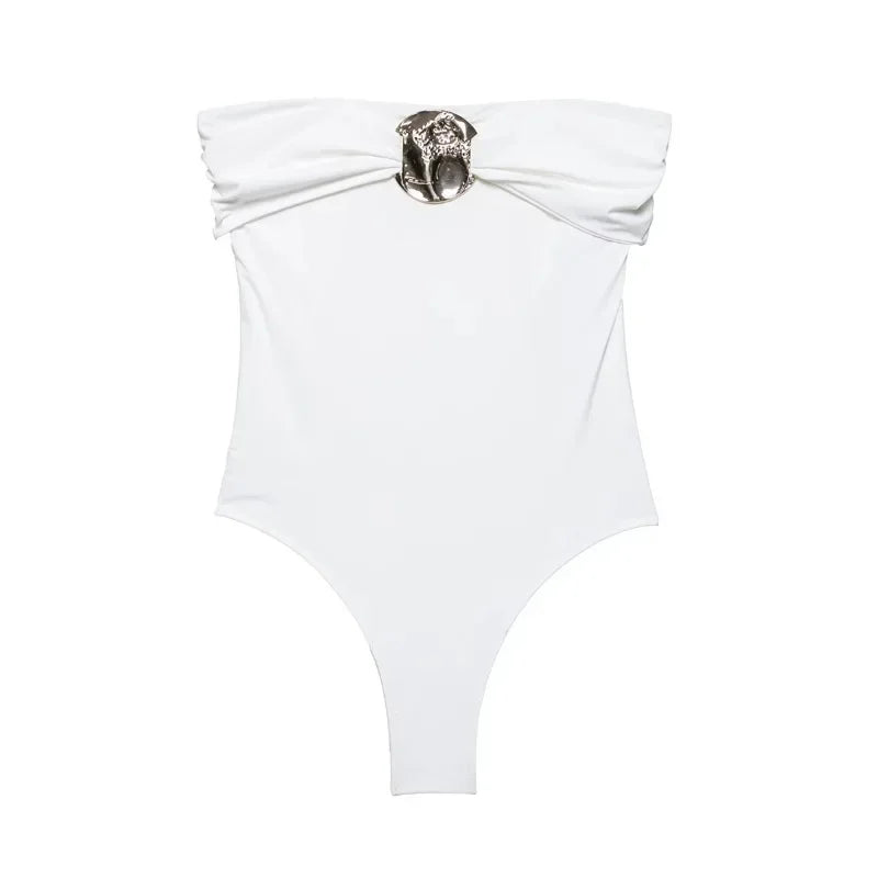 Maillot de bain une pièce noir sans bretelles pour femmes