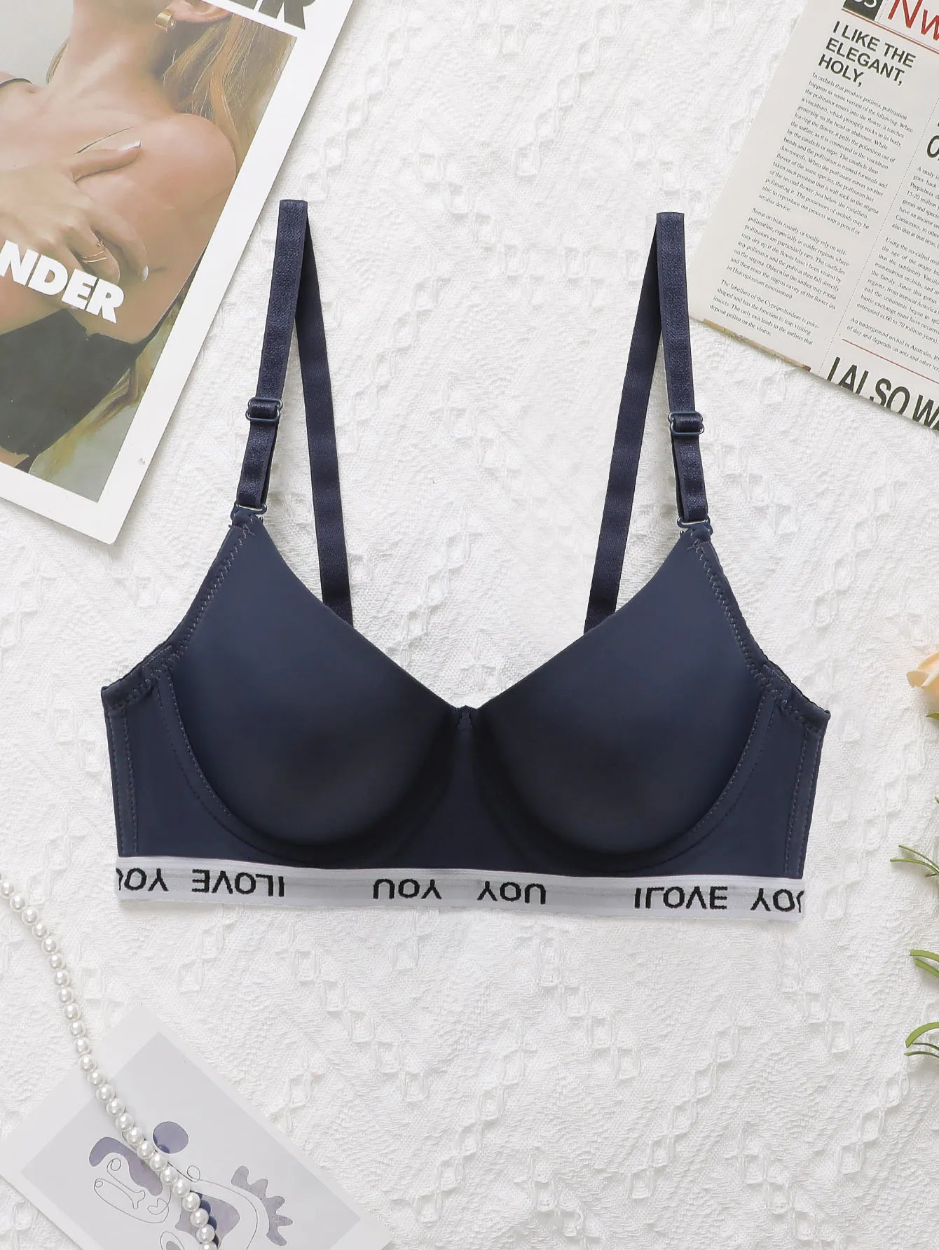 Soutien-gorge sexy brodé avec lettres pour femmes