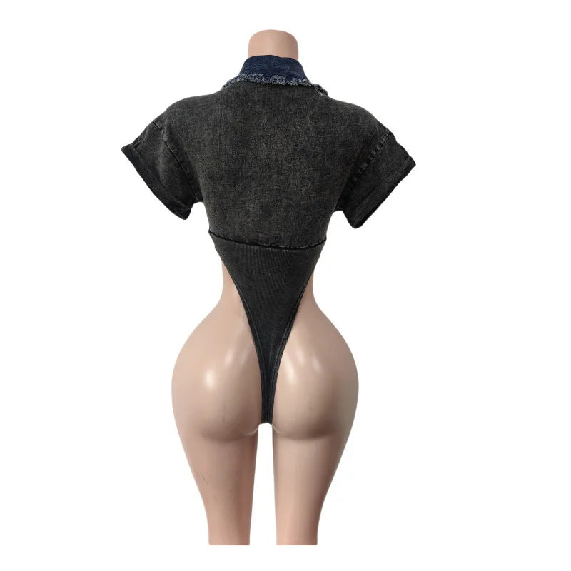 Ensemble 2 pièces body à manches courtes et col rabattu + jupes mi-longues moulantes pour femmes