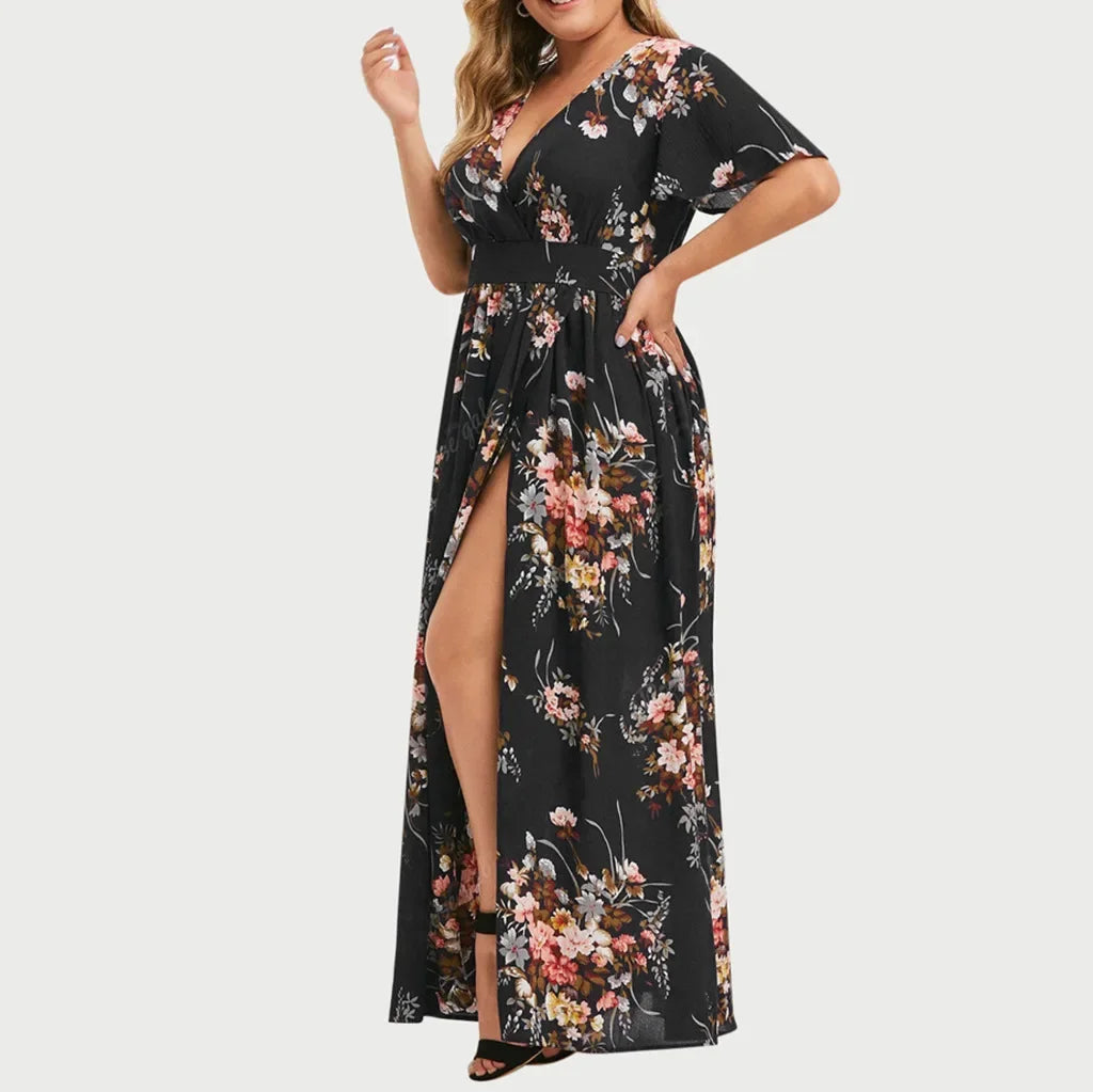 Robe fendue imprimée pour femmes