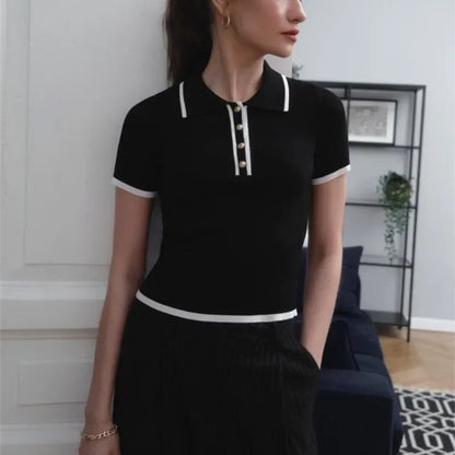 Pull Femme – Col et Manches Courtes