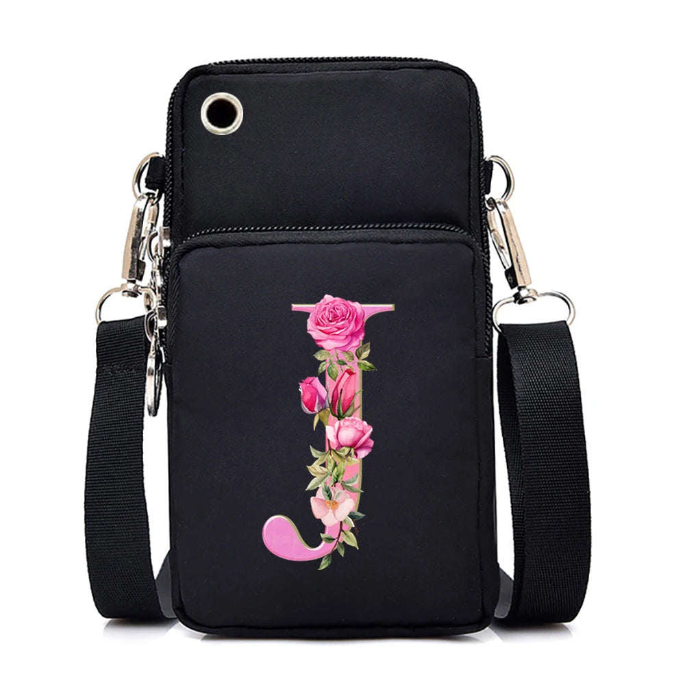 Sac à bandoulière série lettres Sakura rose pour téléphone portable pour femmes