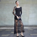 Robe longue sexy en dentelle imprimée pour femmes