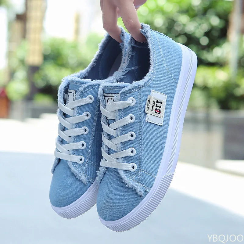 Baskets tendance en toile avec lacets pour femmes