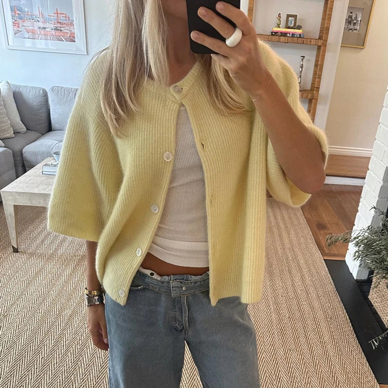 Cardigans vintage à manches courtes pour femmes