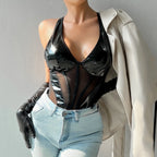 Body en cuir pour femmes