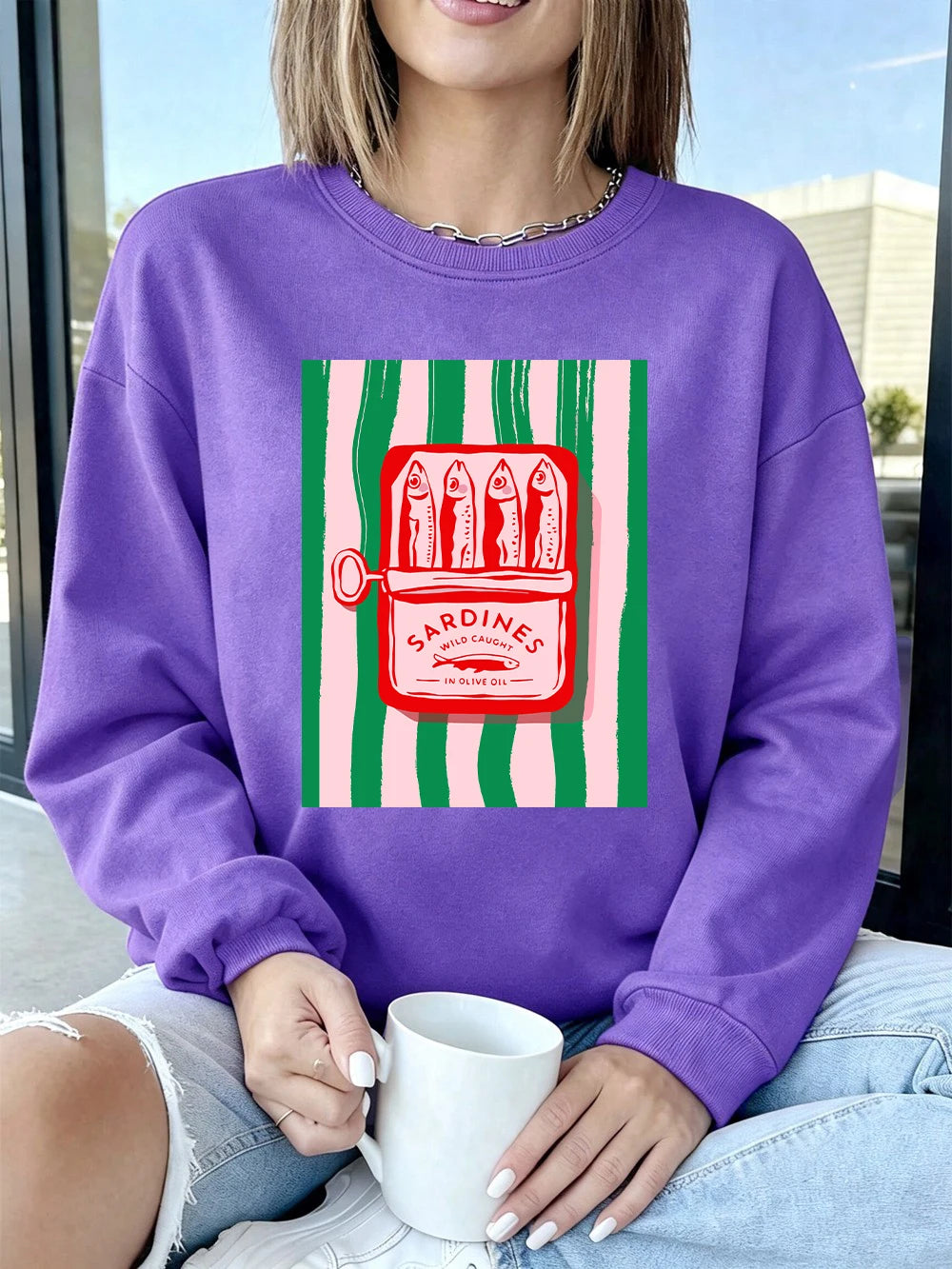 Sweat-shirts imprimés Sardines Wild Caught pour femmes