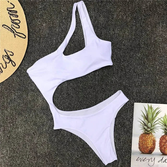 Maillot de bain une pièce à épaule dénudée, pour femmes