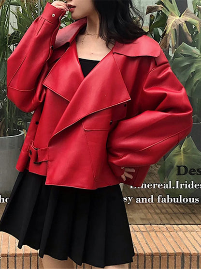 Veste femme noire en simili cuir style vintage