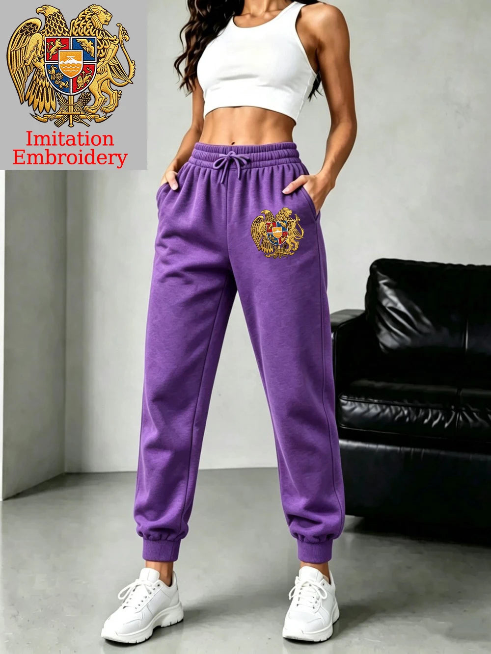 Pantalon de jogging imprimé emblème arménien pour femmes