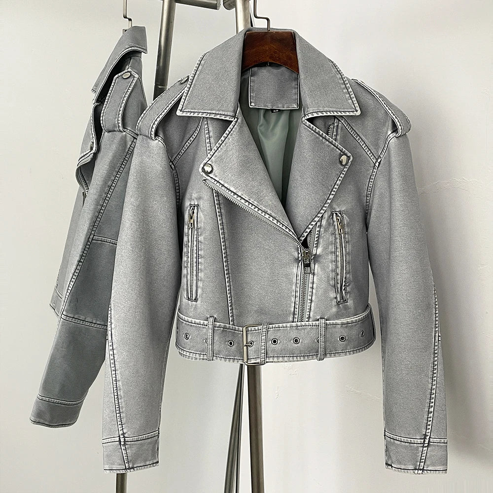Veste en faux cuir pour femmes