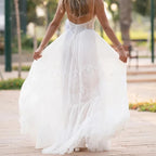 Robe de mariée trapèze en dentelle et Tulle pour femmes