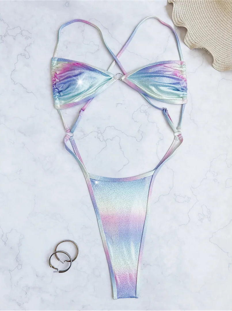 Maillot de bain une pièce nickel é croisé dans le dos pour femmes