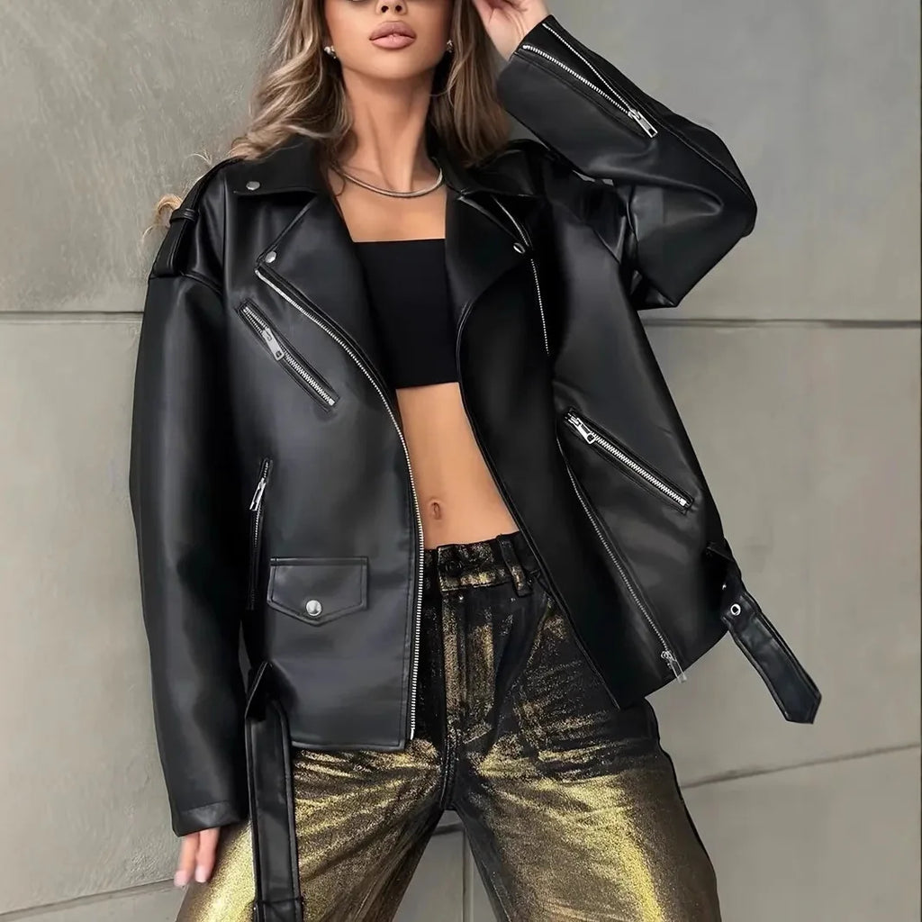 Veste en cuir PU pour femmes
