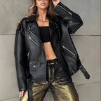 Veste en cuir PU pour femmes