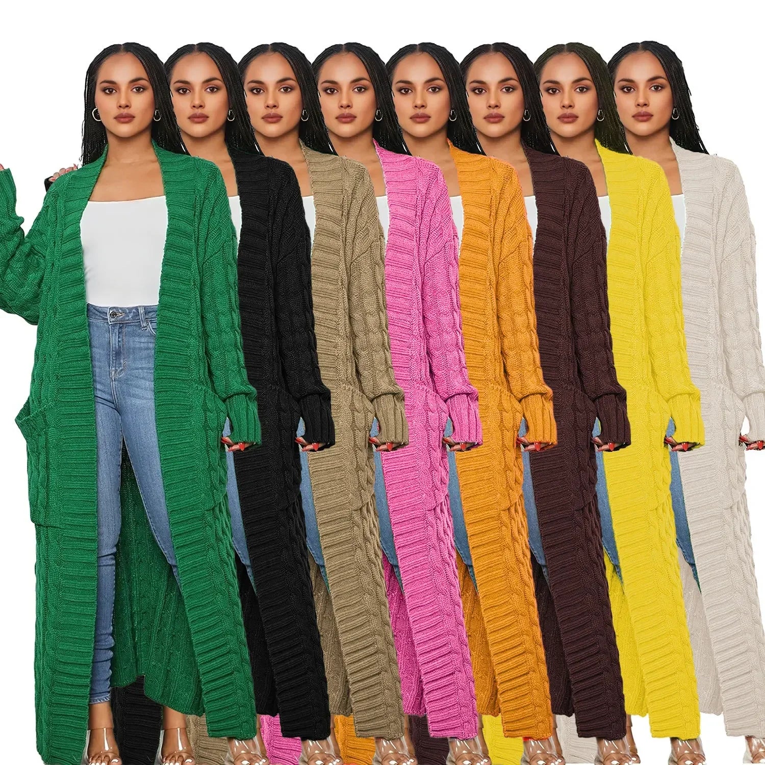 Cardigan long et torsadé pour femmes