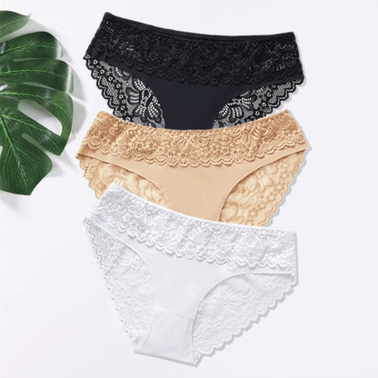 Lot de 3 Culottes Femme – Dentelle et Taille Basse