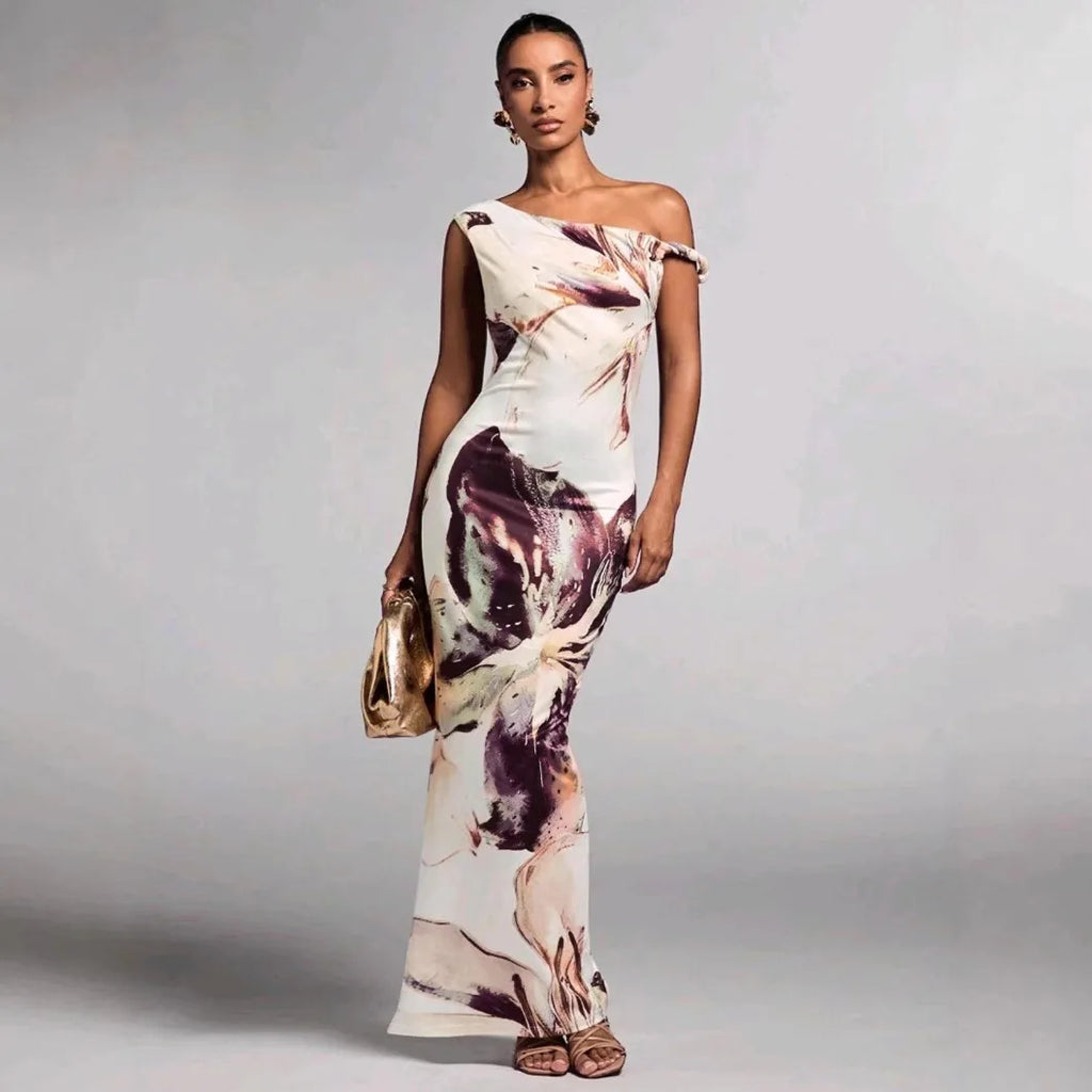 Robe longue décontractée à imprimé floral, sans manches pour femmes
