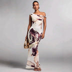Robe longue décontractée à imprimé floral, sans manches pour femmes