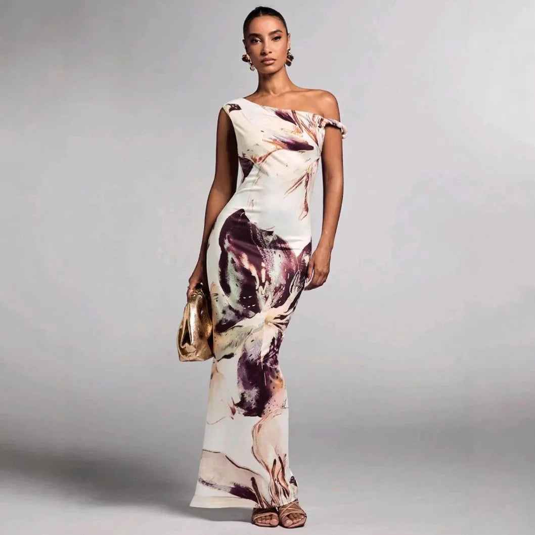 Robe longue décontractée à imprimé floral, sans manches pour femmes