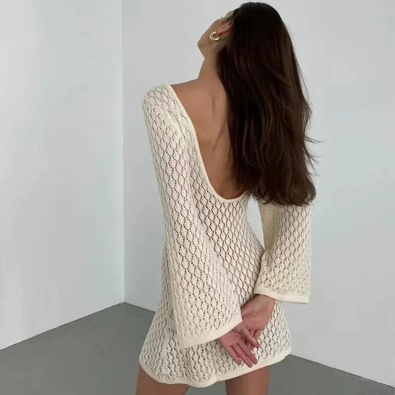 Robe de plage longue en tricot pour femmes