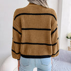 Pull en maille décontracté à rayures pour femmes