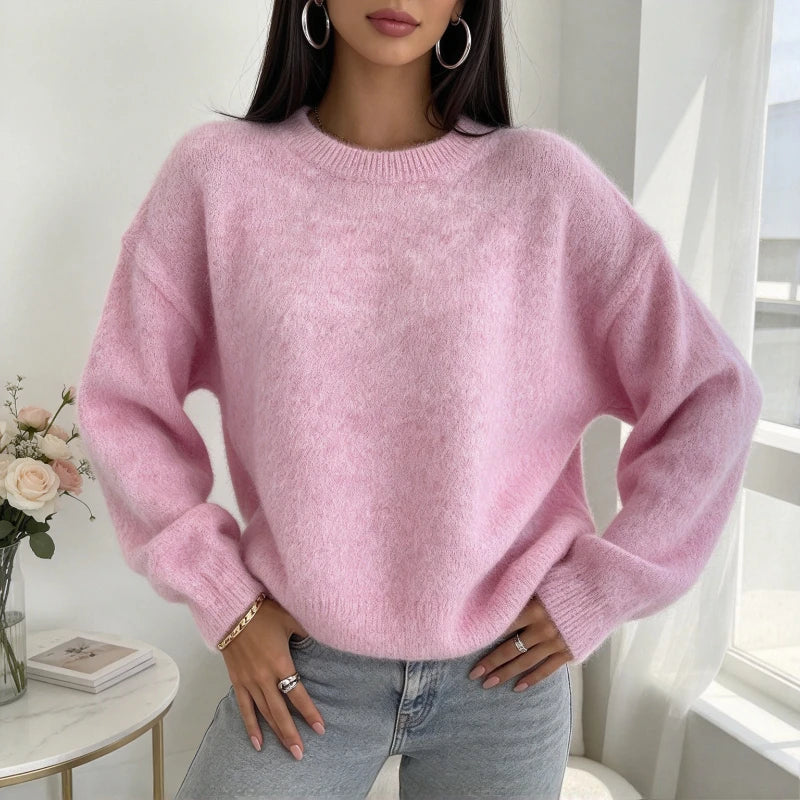 Pull en Maille Épaisse Femme – Doux et Col Rond