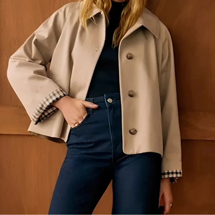 Veste courte à carreaux de couleur pour femmes