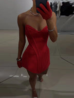 Robe courte sexy en dentelle transparente pour femmes