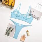 Ensemble de lingerie en dentelle à volants pour femmes