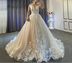 Robes de mariée en dentelle avec des appliques pour femmes