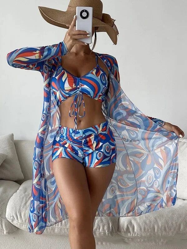 Maillot de bain trois pièces push-up pour femmes