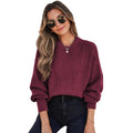 Pull en tricot décontracté à manches longues et col rond pour femmes