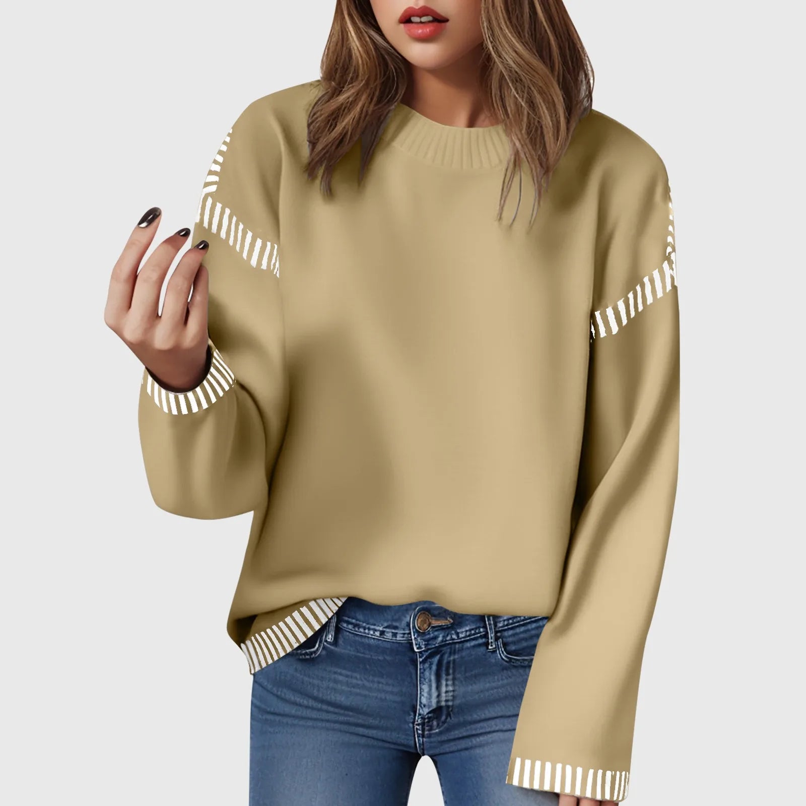 Pull ample à manches longues pour femmes