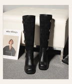 Bottes mi-mollet en PU givré avec boucle de ceinture à cinq rangées et talon ultra-haut pour femmes