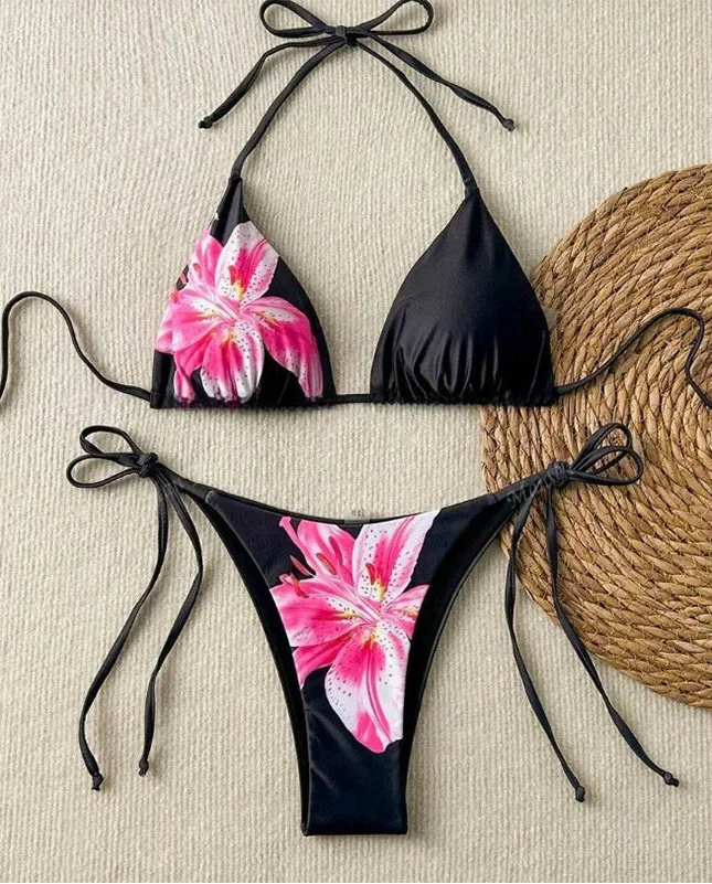 Maillot de bain deux pièces coupe croisée pour femmes