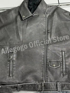 Veste ample rétro Pu Faux cuir pour femmes