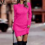 Robe courte moulante en maille unie pour femmes
