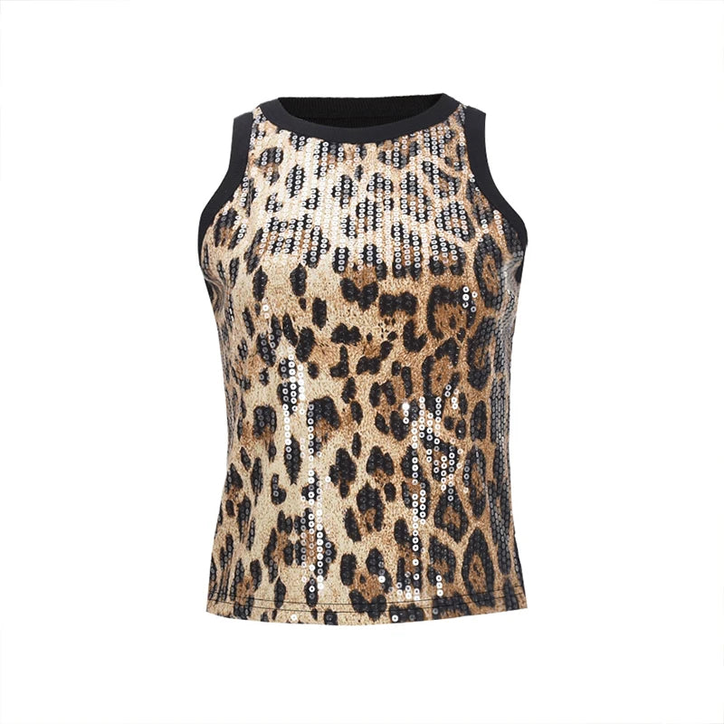 Gilet Léopard Femme – Coupe Moulante et Paillettes