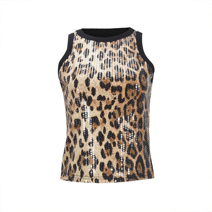 Gilet Léopard Femme – Coupe Moulante et Paillettes